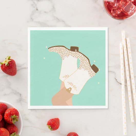 Serviette En Papier Bottes de filles modernes Stars Mint (En situation)