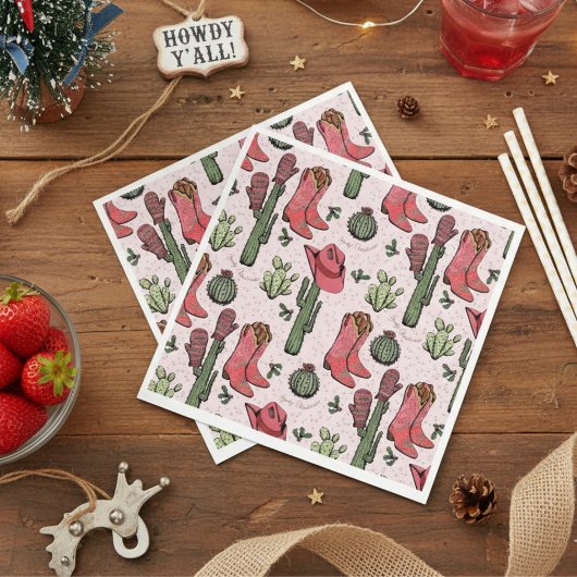 Serviette En Papier Bottes de la petite fille de Noël de l'Ouest