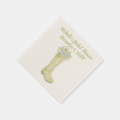 Serviette En Papier Bottes de pluie florales jaune et bleu aquatique p (Coin)