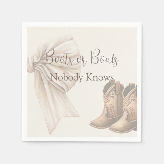 Serviette En Papier Bottes Ou Vaches Beiges Aquarelle Sexe Révélation (Devant)