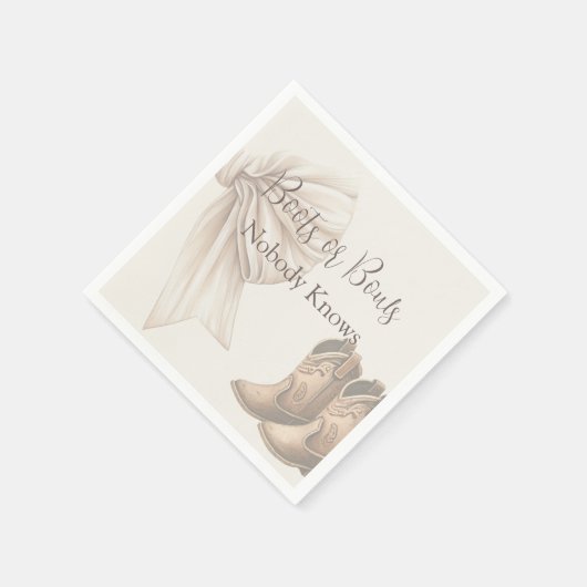 Serviette En Papier Bottes Ou Vaches Beiges Aquarelle Sexe Révélation (Coin)