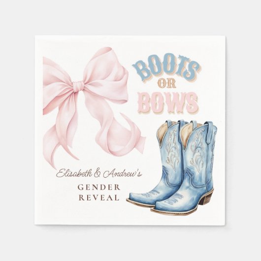 Serviette En Papier Bottes ou vaches Révélation de genre (Devant)