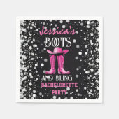 Serviette En Papier Bottes roses et Bling Bachelorette (Devant)