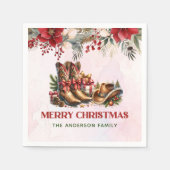 Serviette En Papier Bottes Western Cowboy Joyeux Naples de Noël (Devant)