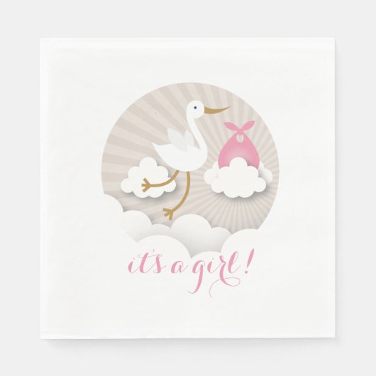 Serviette En Papier Bouche + Clouds Baby shower fille serviettes (Devant)