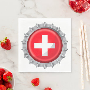 Serviette En Papier Bouchon de bouteille drapeau suisse croix rouge et
