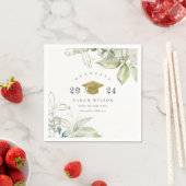 Serviette En Papier Bouchon de Graduation Verte au Feuillage Vert Past (En situation)
