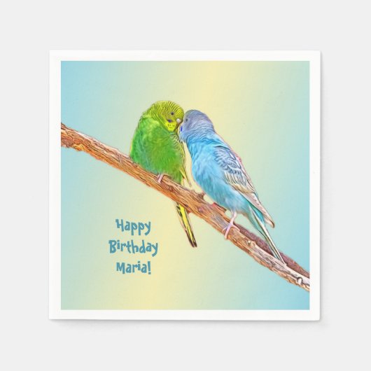 Serviette En Papier Boucles de baiser mignonnes -acrylique sur fond pa (Devant)