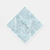 Serviette En Papier Boucles de marbre bleu Aqua Silver (Coin)