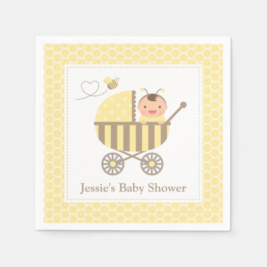 Serviette En Papier Bouclier Bumble Bee Stroller Baby showers Fournitu (Devant)