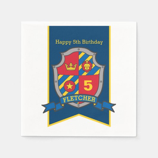 Serviette En Papier Bouclier de chevalier 5e anniversaire serviettes d (Devant)