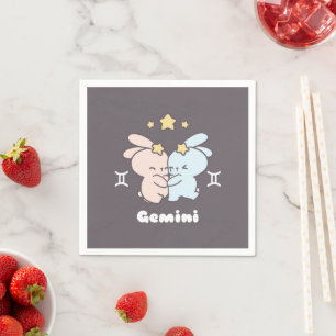 Serviette En Papier Bouddles Gemini Bunnies - Harmonie Zodiac