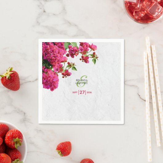 Serviette En Papier Bougainvillea Méditerranée Grec Mariage (En situation)