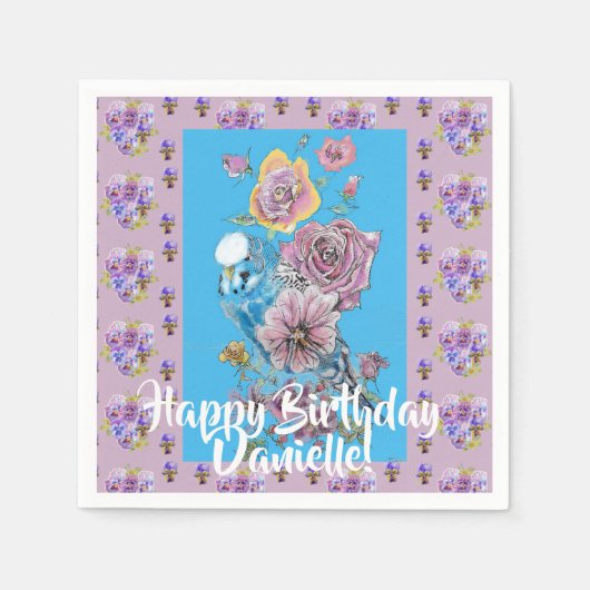 Serviette En Papier Bougie bleue Aquarelle florale filles Papier servi (Devant)