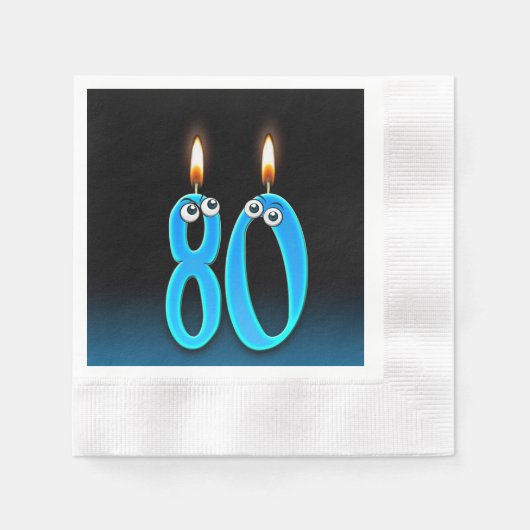 Serviette En Papier Bougie de 80e anniversaire avec globes oculaires (Devant)