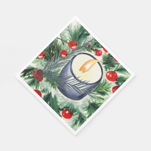 Serviette En Papier Bougie de Noël (Coin)
