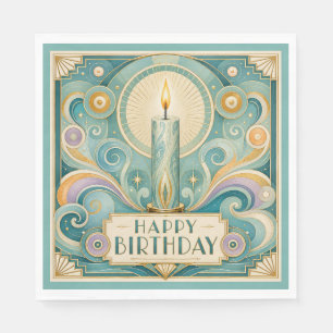 Serviette En Papier Bougie Illuminée Art Déco pour Anniversaire
