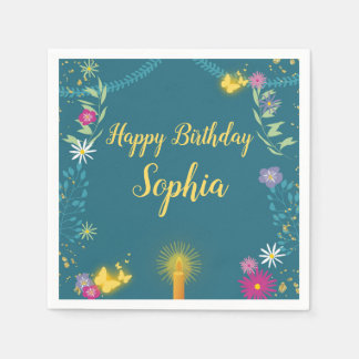 Serviette En Papier Bougie magique florale Napkin