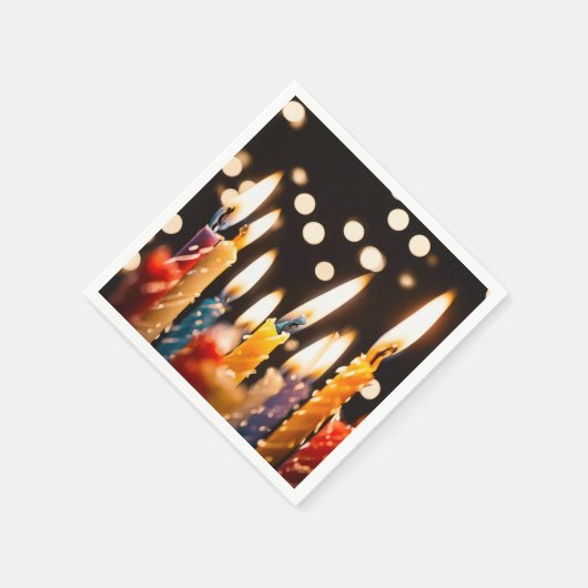 Serviette En Papier Bougies D'Anniversaire Avec Lumières De Bokeh (Coin)