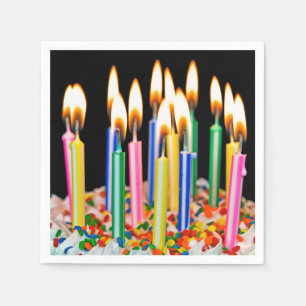 Serviette En Papier Bougies D'Anniversaire Sur Gâteau