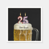 Serviette En Papier Bougies de 25e anniversaire en bière (Devant)
