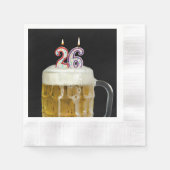 Serviette En Papier Bougies de 26e anniversaire en bière (Devant)