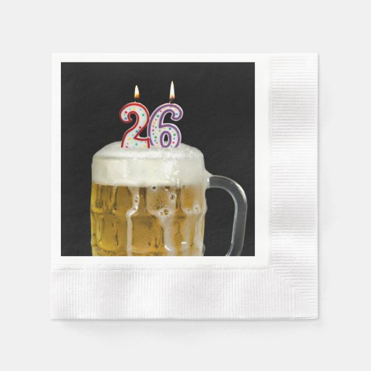 Serviette En Papier Bougies de 26e anniversaire en bière (Devant)