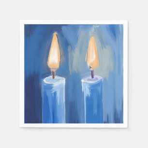 Serviette En Papier Bougies de Hanoukka bleues Fête aquarelle