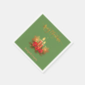 Serviette En Papier Bougies de Noël Élégantes, Branches d'arbre, Boule (Coin)