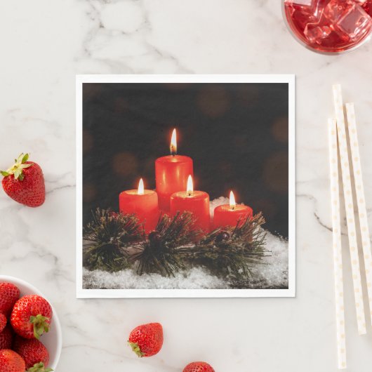 Serviette En Papier Bougies de Noël festives (En situation)