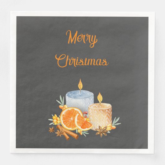 Serviette En Papier Bougies de Noël Orange (Devant)
