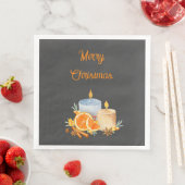 Serviette En Papier Bougies de Noël Orange (En situation)