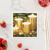 Serviette En Papier Bougies d'or Noël Papier de Noël Napkin (En situation)