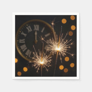 Serviette En Papier Bougies du Nouvel An sur une horloge de minuit