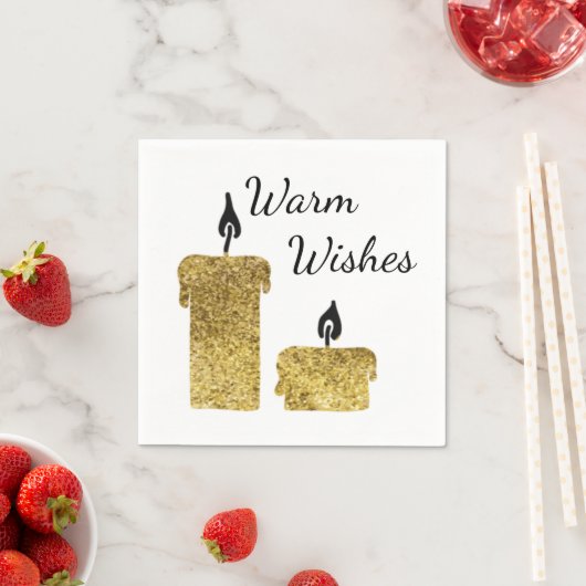 Serviette En Papier Bougies en fausse parties scintillant or Noël (En situation)