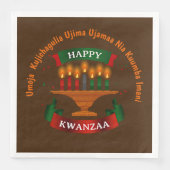 Serviette En Papier Bougies Kwanzaa Rouge Noir Vert 7 Principes (Devant)