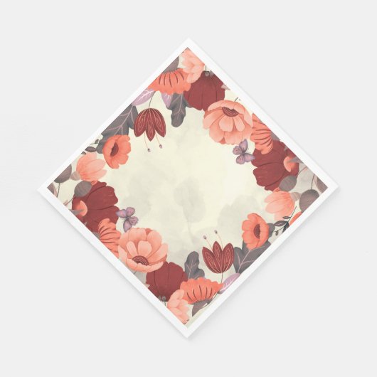 Serviette En Papier Bouho doux art populaire papillon fleuri (Coin)