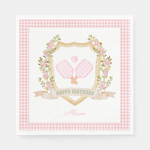 Serviette En Papier Boule de chiche rose Preppy   Joyeux anniversaire