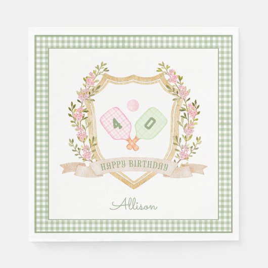 Serviette En Papier Boule de chiche verte Preppy | Anniversaire person (Devant)