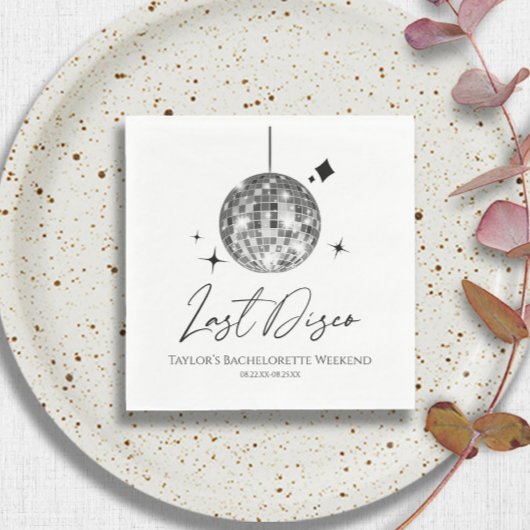 Serviette En Papier Boule de Disco Argentée Dernière Disco Enterrement