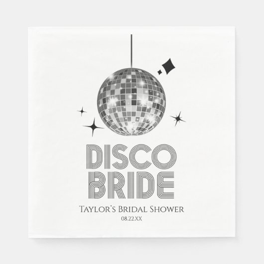 Serviette En Papier Boule de Disco Argentée Mariée de Disco Enterremen (Devant)