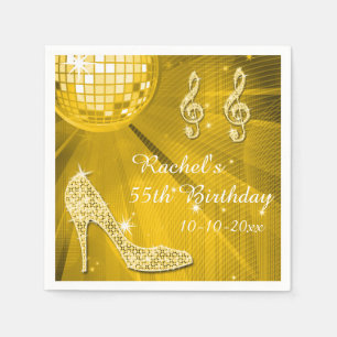 Serviette En Papier Boule de disco d'or et anniversaire de talons
