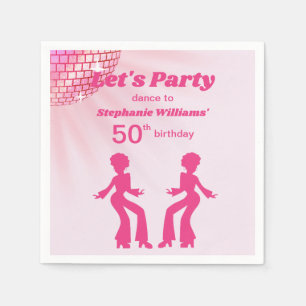 Serviette En Papier Boule de disco Groovy Rose Violet 50e Anniversaire