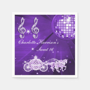 Serviette En Papier Boule de disco, Princess Coach & Chevaux Sweet 16