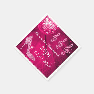 Serviette En Papier Boule de disco rose chaud et talons à paillettes 2