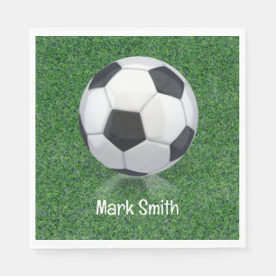 Serviette En Papier Boule de football sur herbe verte