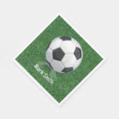 Serviette En Papier Boule de football sur herbe verte (Coin)