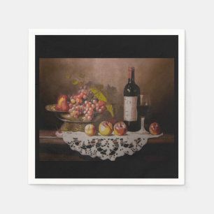 Serviette En Papier Boule de fruits et bouteilles de vin