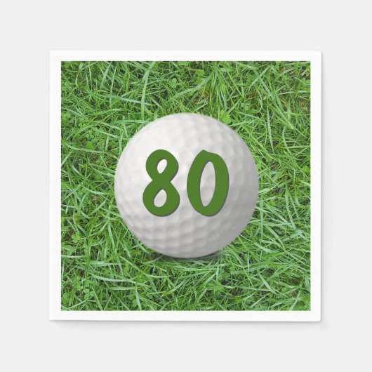 Serviette En Papier Boule de golf 80e anniversaire sur l'herbe (Devant)