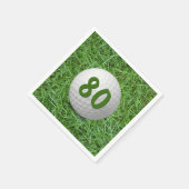 Serviette En Papier Boule de golf 80e anniversaire sur l'herbe (Coin)